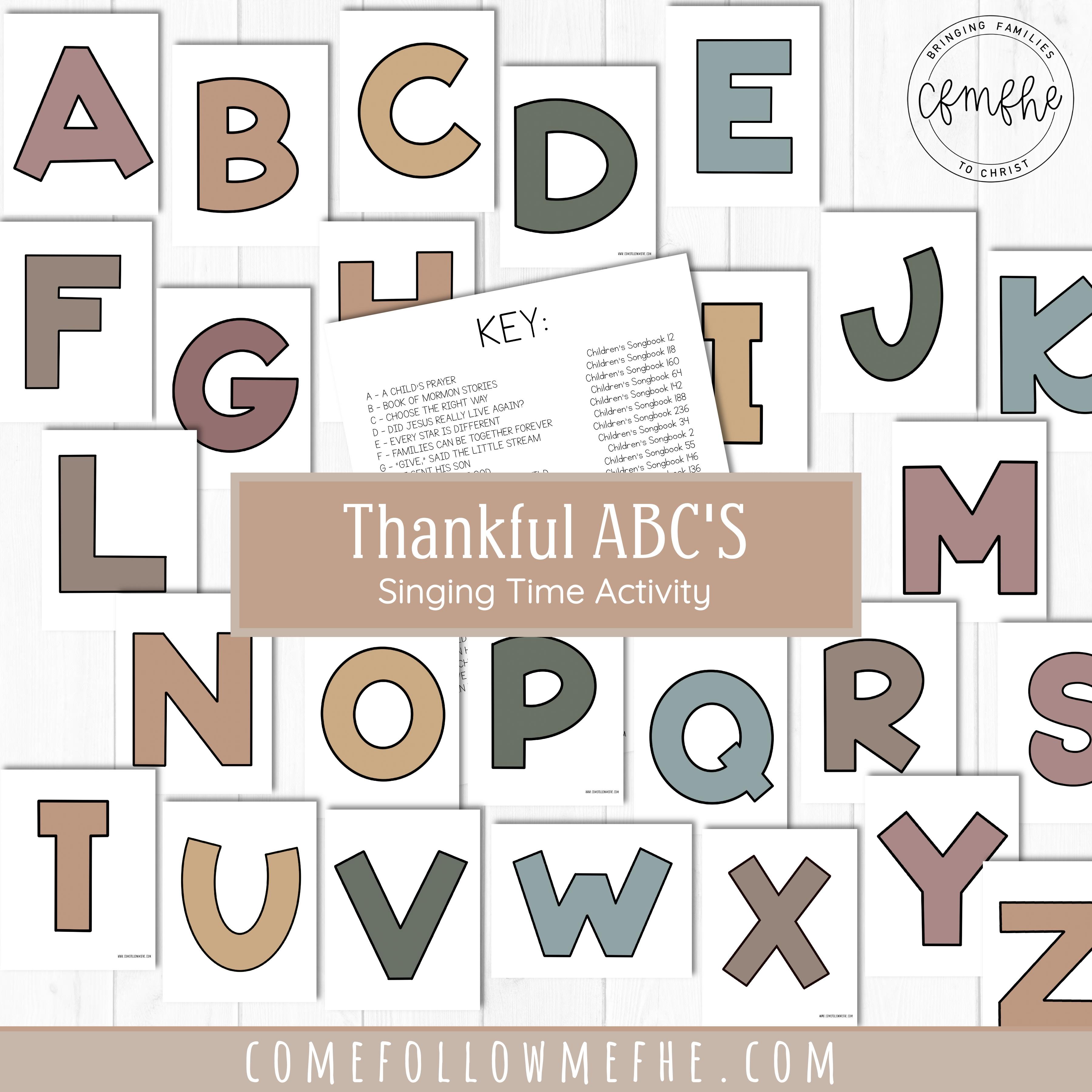 Thankful ABC's Singing Time Activity - Come Follow Me FHE