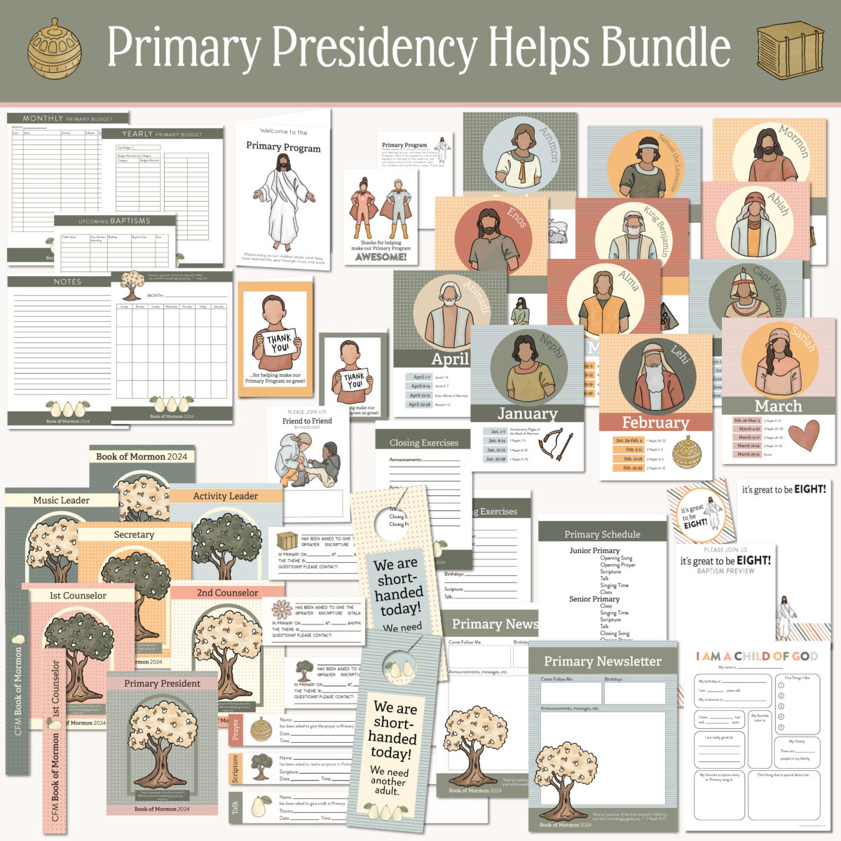 Book Of Mormon 2024 Primary Presidency Bundle Come Follow Me FHE   Primary Presidency Helps Bundle 1200x1200 